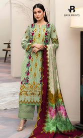 3 Piece Unstitched Karandi Suit BA-V6 007
